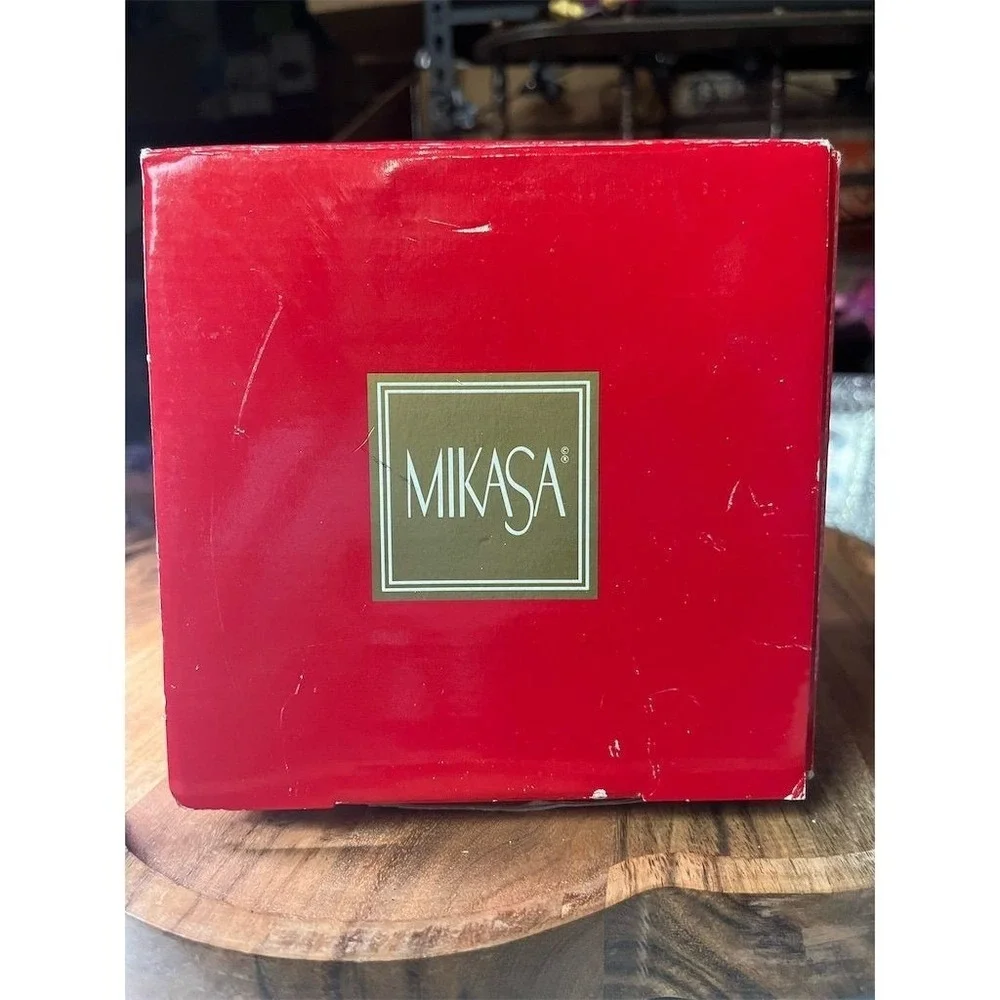 Vintage Mikasa Red Swirl Glass Bowl with Ruffle Edge Holiday Decor